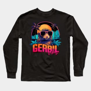 Retro Wave Gerbil Good Vibes Miami Long Sleeve T-Shirt